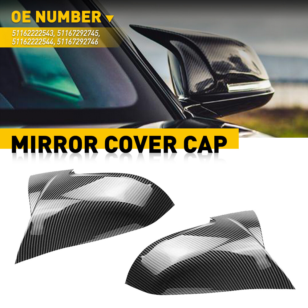 2x Carbon Fiber Side Mirror Cover Caps For BMW 1 3 4 2 X M Series F20 F30 F22 GT