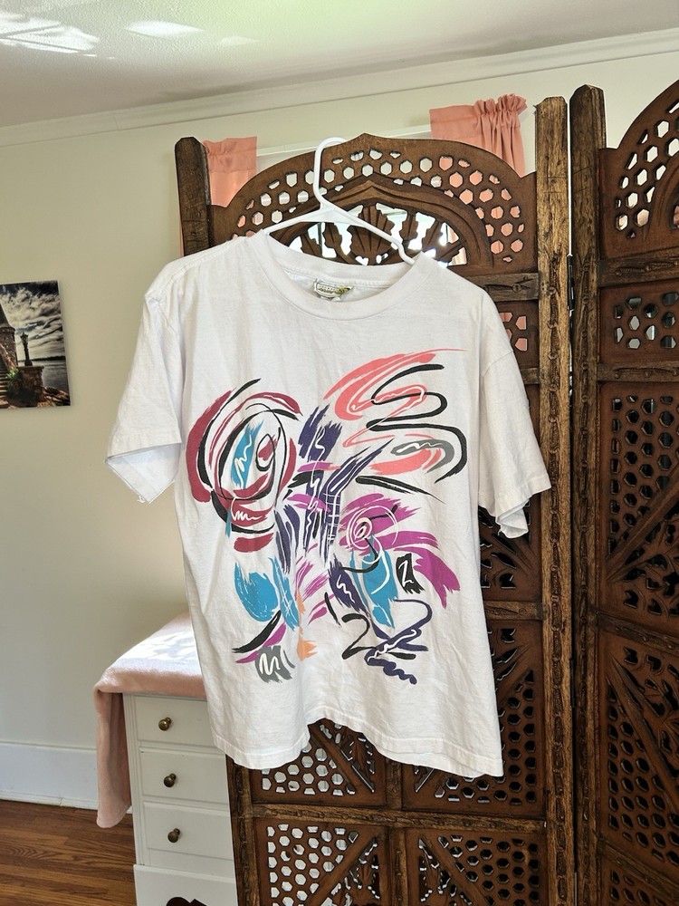 Vintage Abstract Art Graphic T-Shirt Jacques Moréc One Size Fits All-image
