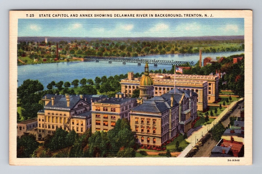 Trenton NJ-New Jersey, State Capitol & Annex, Delaware River, Vintage Postcard