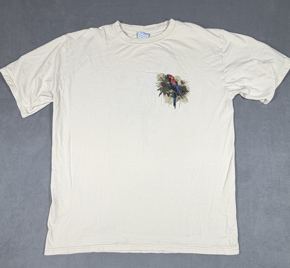 Crazy Shirts  T-Shirt Mens Large Ivory Vintage Hawaii Cotton Graphic Tee Loose