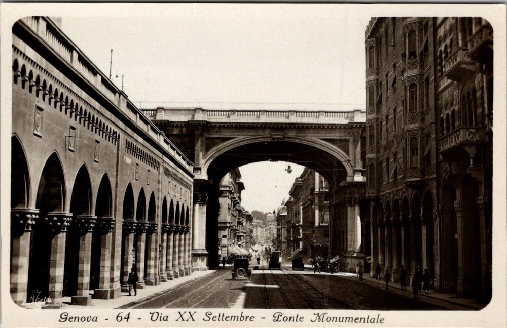Genoa Italy Via XX Settembre Ponte Monumentale Alberto Traldi Postcard