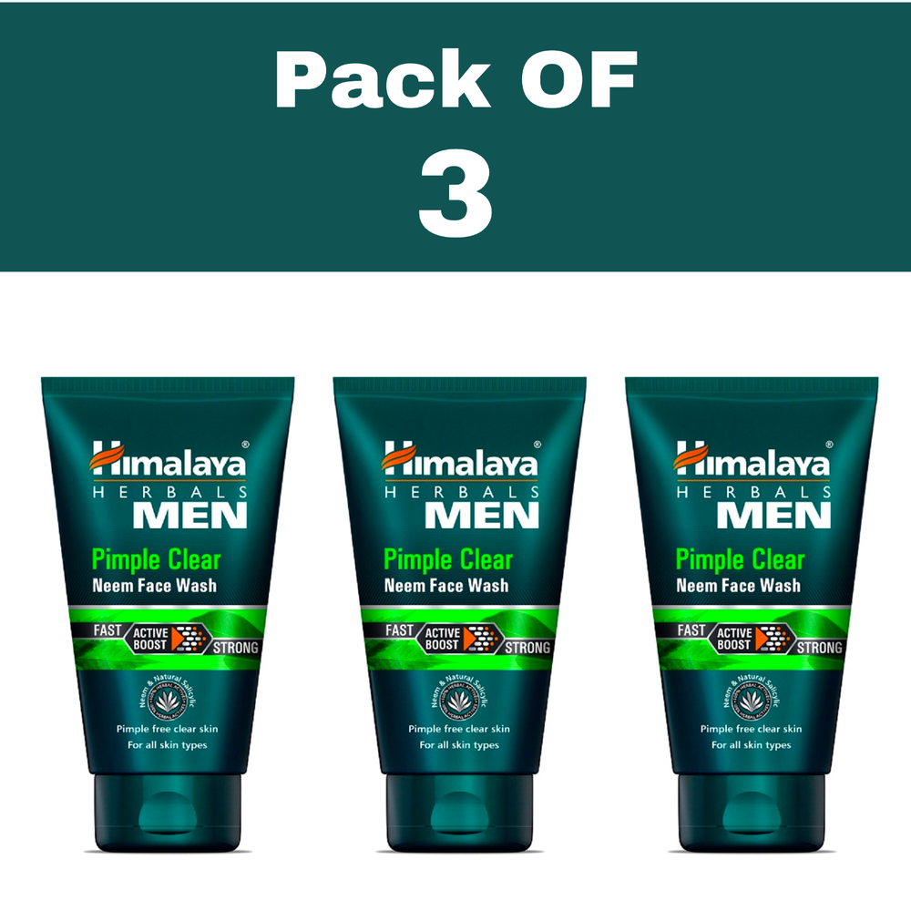 3 X Himalaya Men Pimple Clear Neem Face Wash Active Boost - 50ml