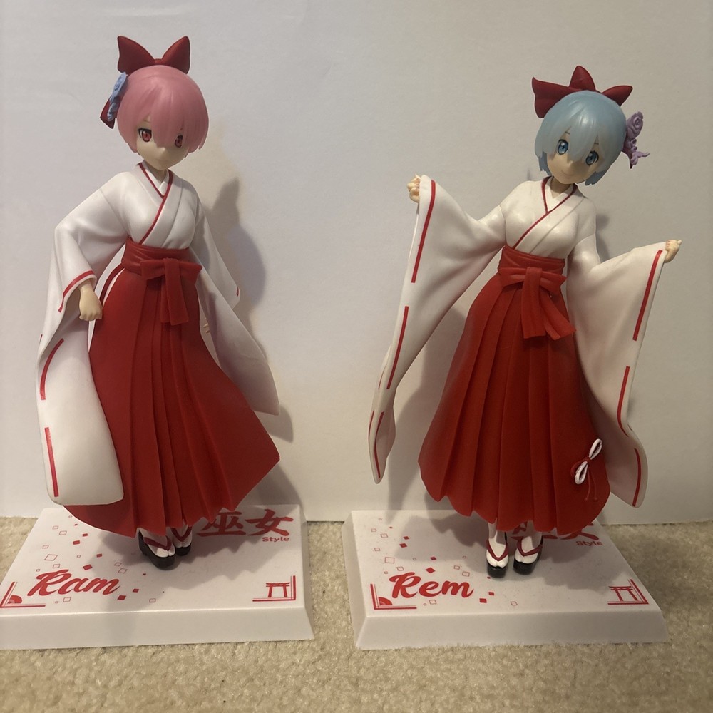 REM and Ram Re:Zero Shrine Maiden Costume Figure Set of 2 Japan Anime