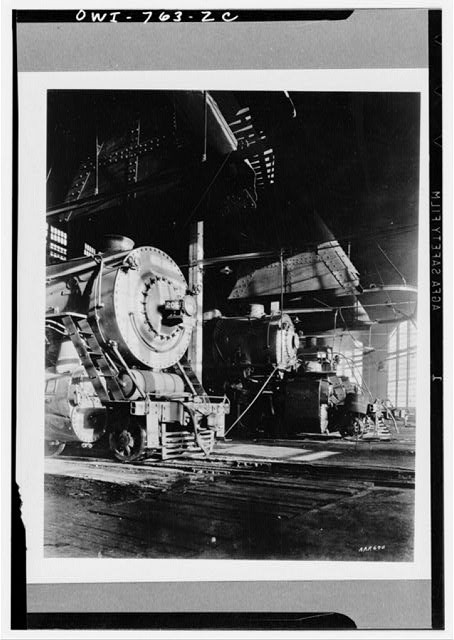 Photo:1940s Steam Locomotive Roundhouse Railroad Shop Interior