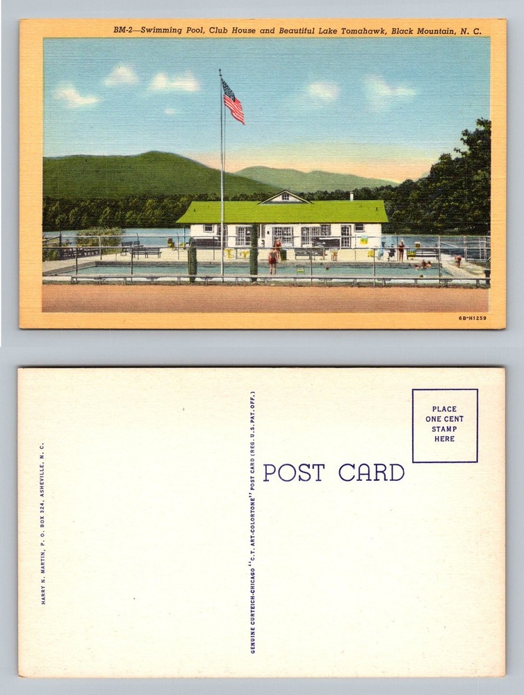 Black Mountain, NC-North Carolina, Lake Tomahawk Pool Clubhouse Vintage Postcard