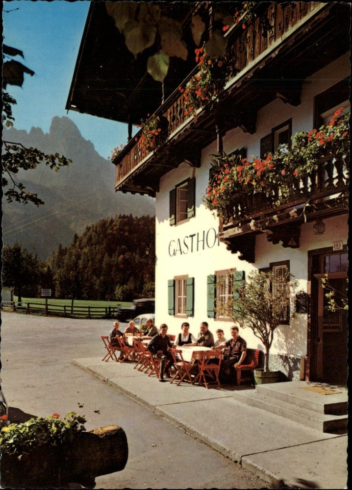Austria Tirol Wilden Kaiser Gasthof Griesenau inn mountains ~ postcard sku385