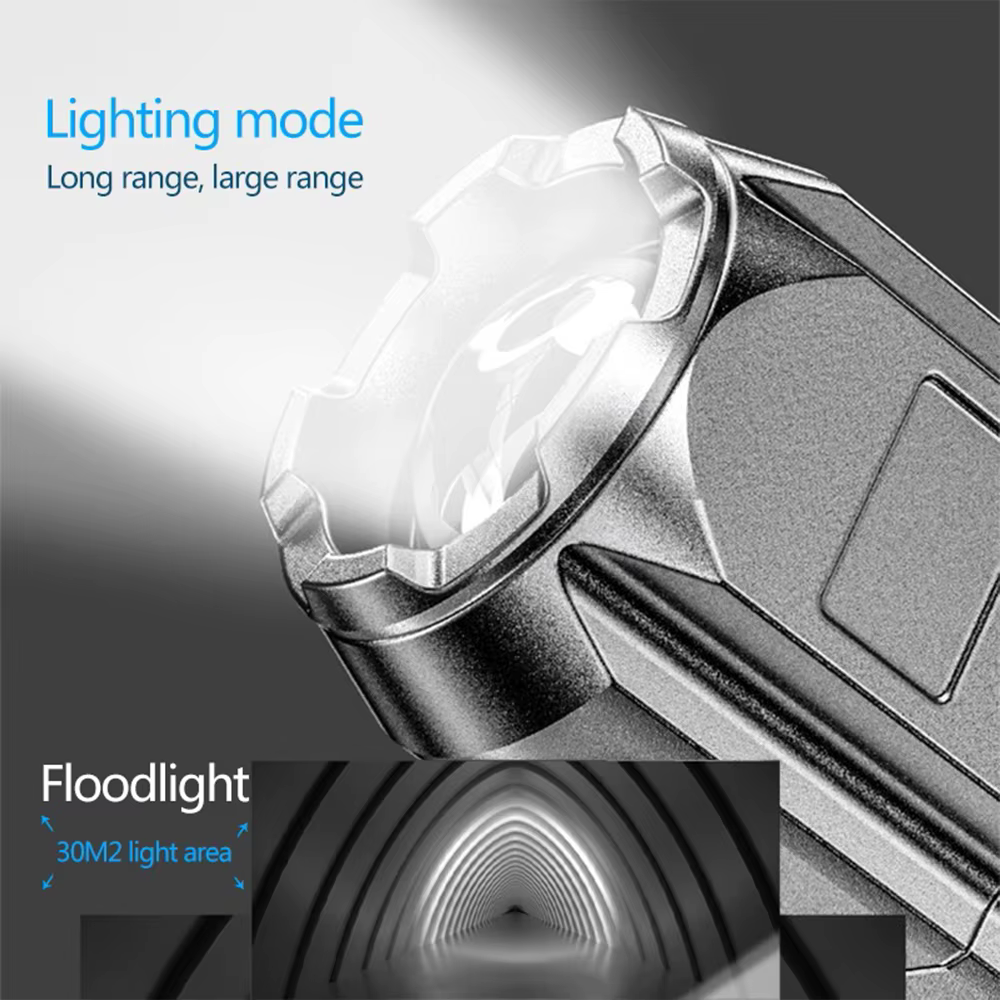 Portable LED Flashlight ABS Strong Light Focusing Flashlight USB Rechargeable Ou