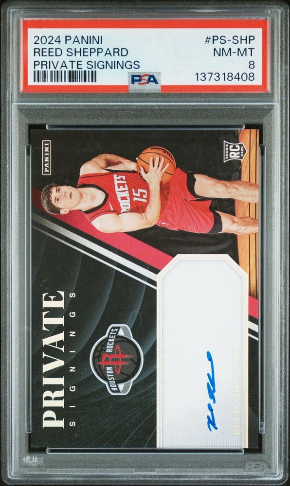 2024 Panini Private Signings Reed Sheppard #PS-SHP (RC, AU) PSA 8