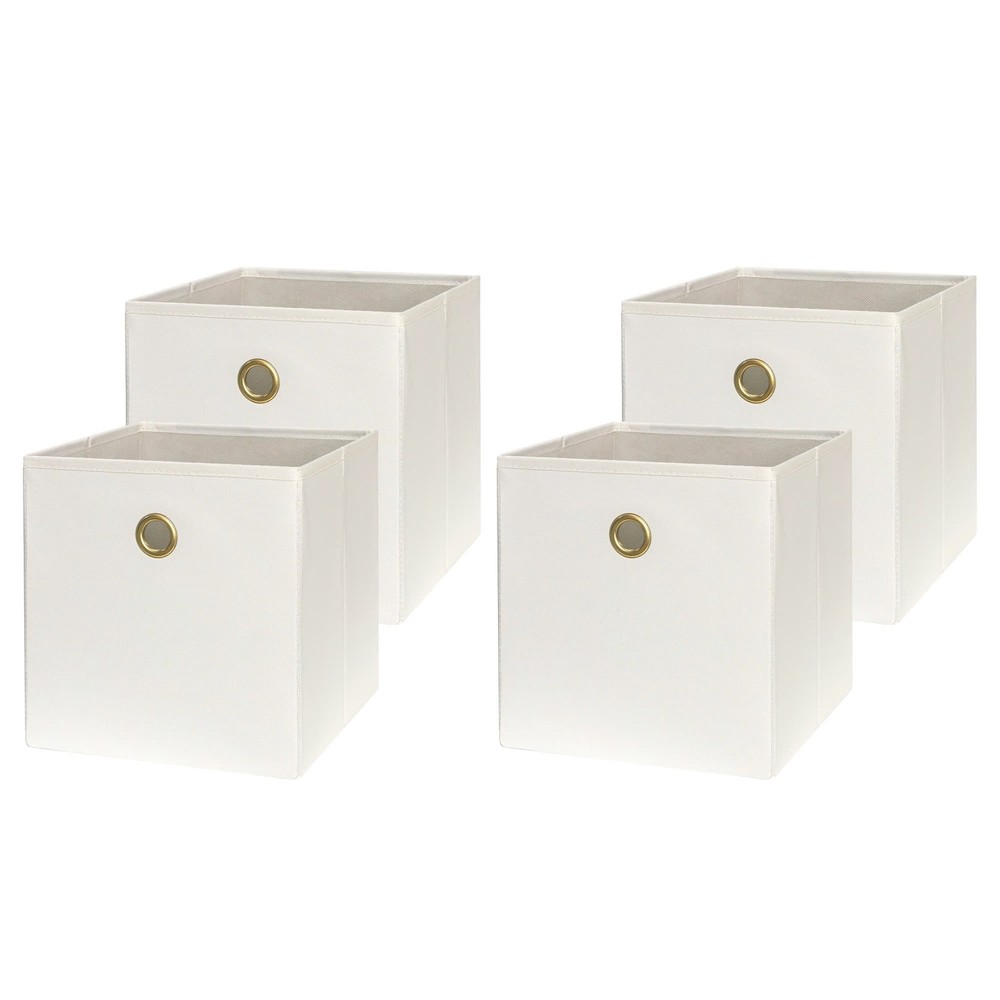 4-Pack Collapsible Vanilla Fabric Storage Cubes 10.5 Inch Organizer Bins