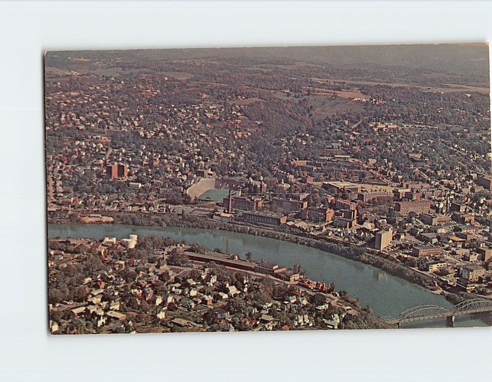 Postcard Aerial view of the Downtown Campus of the Uni. of West Virginia USA