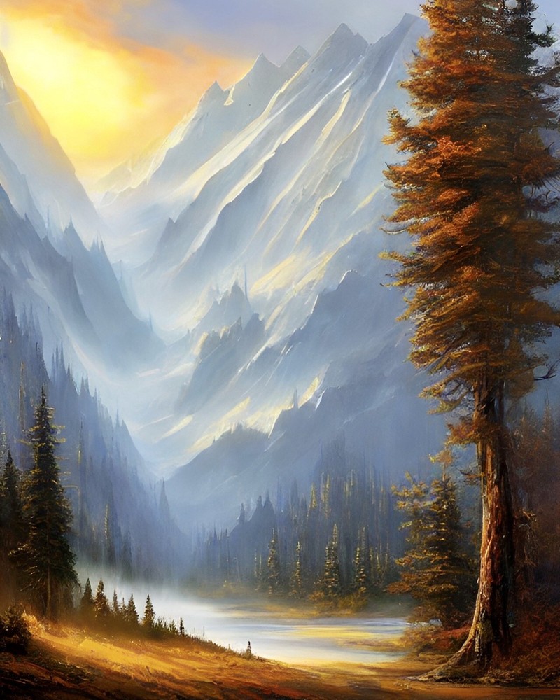 Abstract Sunset Landscape Limited Edition Signed Art Collectible Decor-image