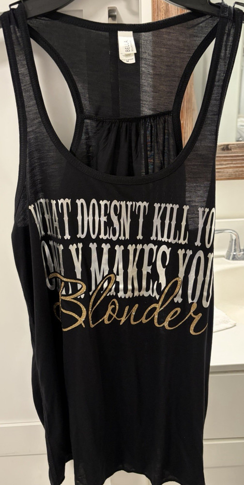 Bella + Canvas Graphic Racerback Tank Top Black Quote Sleeveless Size M
