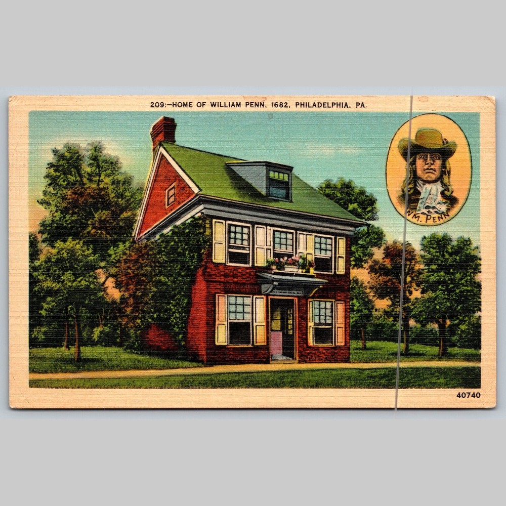 Postcard Home of William Penn 1682 Philadelphia PA