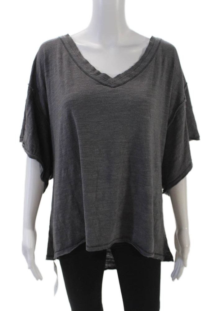 We The Free Womens V-Neck Short Sleeve Oversized T-Shirt Top Gray Size MFree Shipping in US $100+ Orders | $6.95 Orders Below