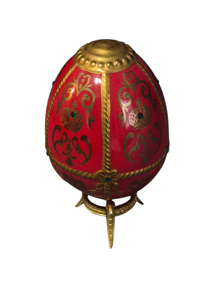 Franklin Mint House of Faberge Imperial Porcelain Red Gilded Jeweled Egg