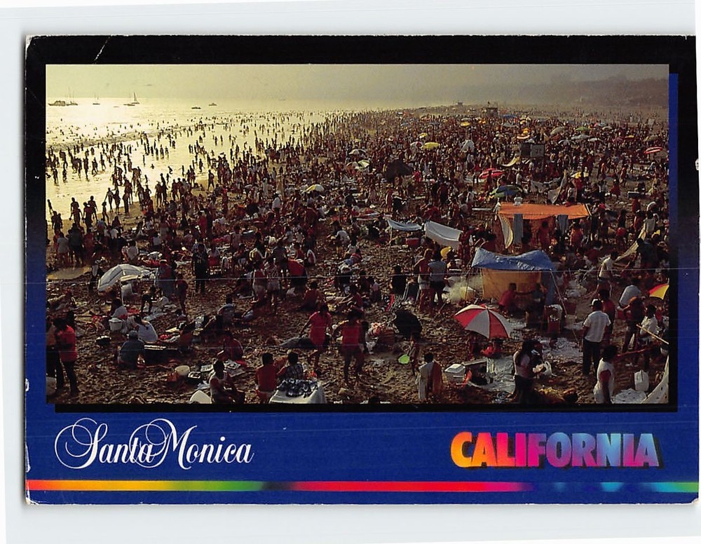 Postcard Beach Scene Santa Monica California USA