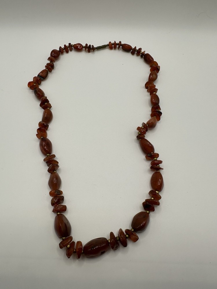 VTG Carnelian Beaded Necklace 24”