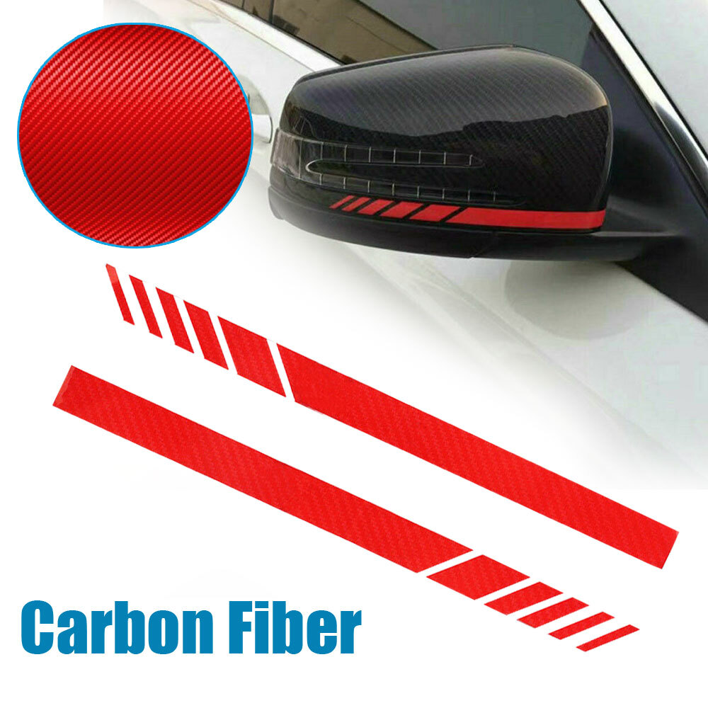 2pcs Car Rearview Side Mirror Strip Tape Carbon Fiber Sticker Decal Accessories