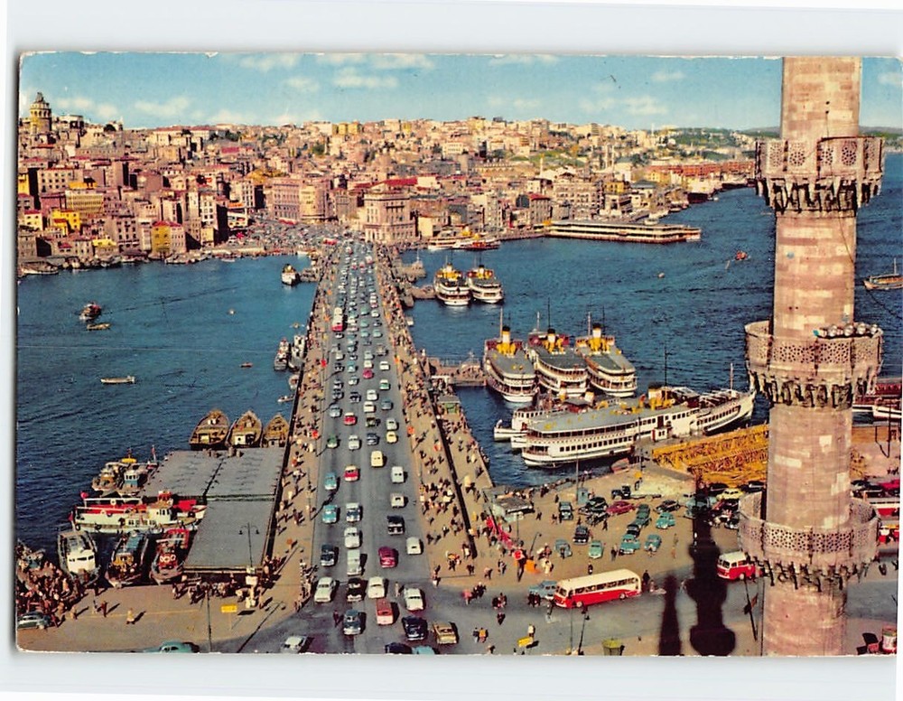 Postcard Galata Bridge Istanbul Turkey