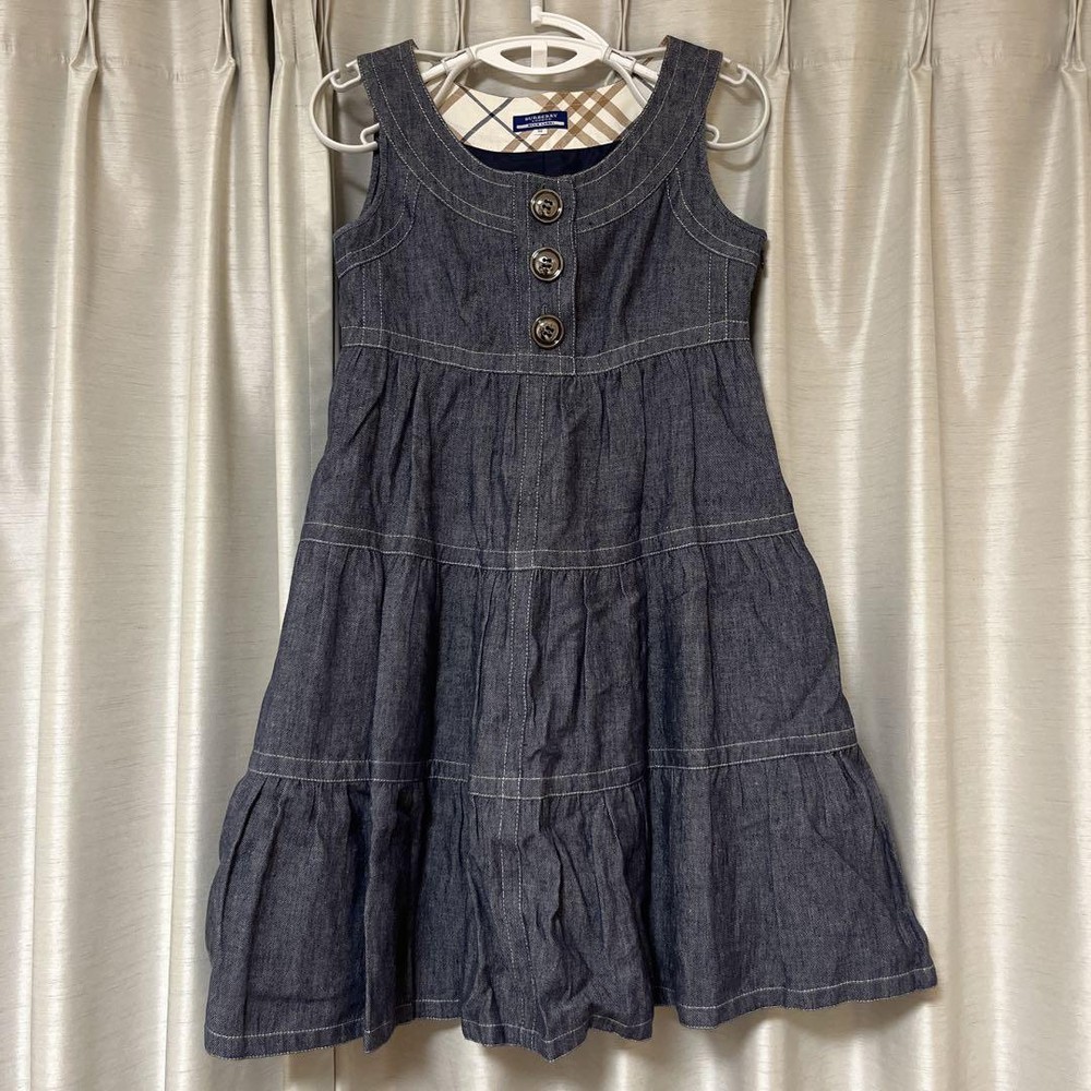 Burberry Sleeveless One Piece Dress, Ruffled Hem, Size 38, Luxury, New