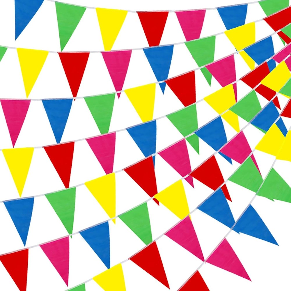 YGEOMER 300pcs Colorful Pennant Banner Flags, 375ft Multicolor 300, 300