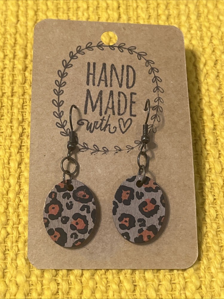 Cheetah Print Earrings Leopard NEW Hand Painted