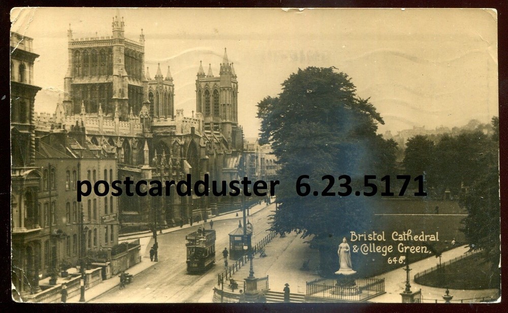 ENGLAND Bristol 1910s Street View Cathedral College Green. Real Photo Postcard