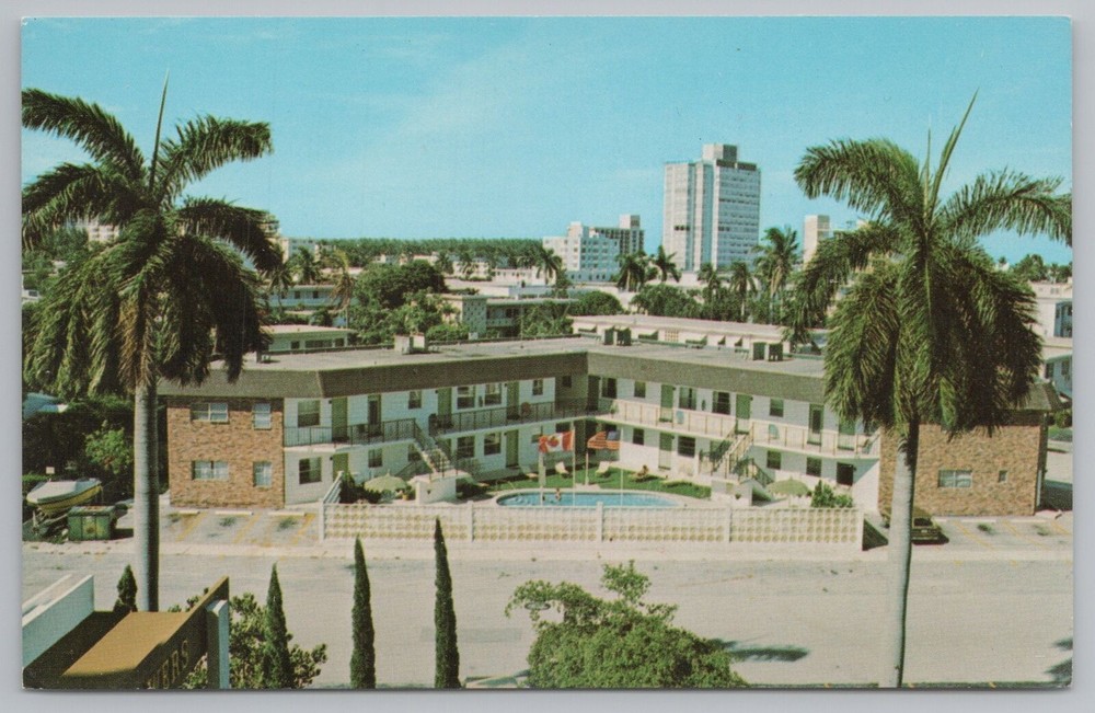 Roadside~Air View Concorde Apartments Fort Lauderdale Florida~Vintage Postcard
