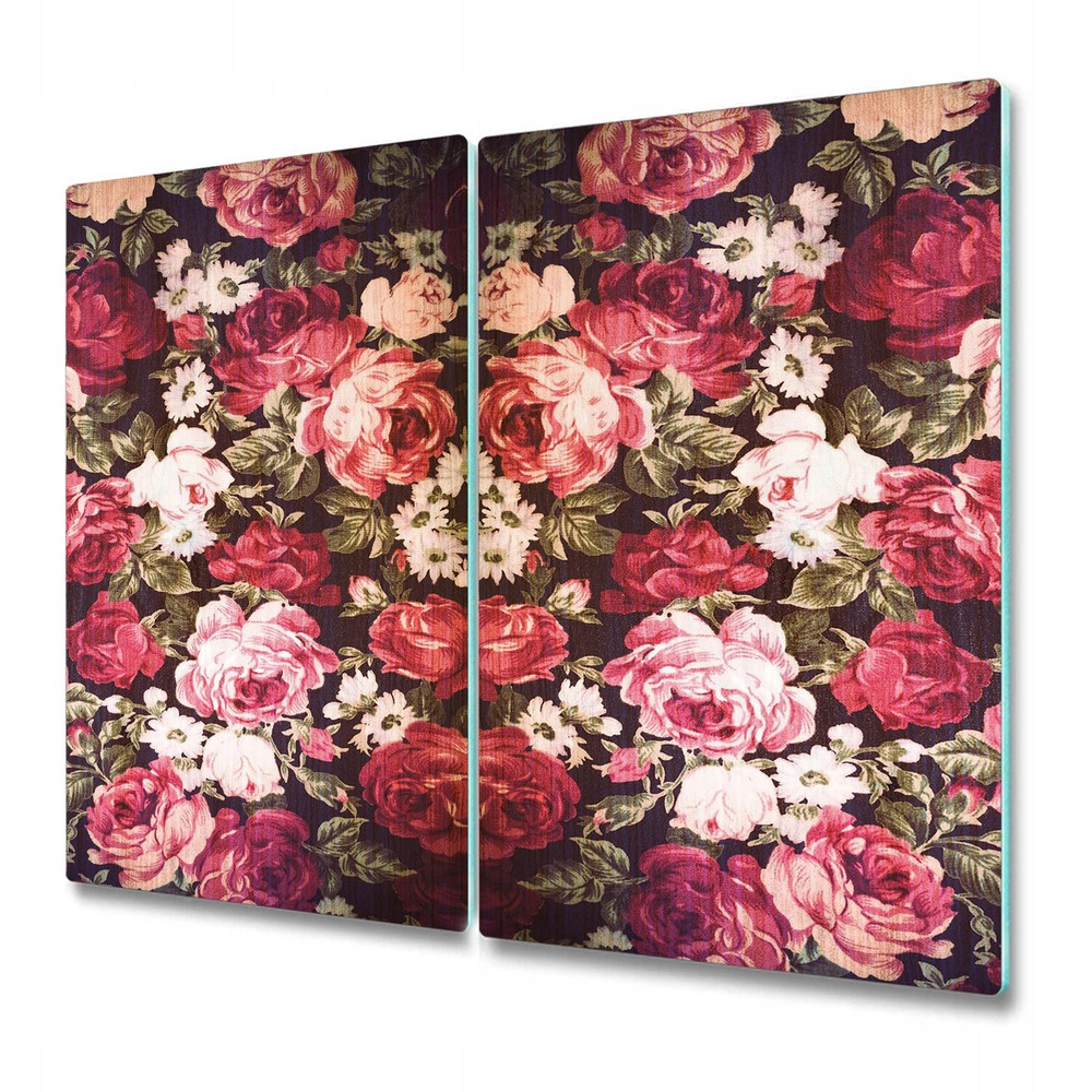 Vintage Red Roses Watercolor Abstract Glass Worktop Saver