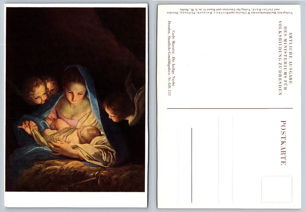 Carlo Maratta The Holy Night Dresden Art Gallery Vintage Postcard
