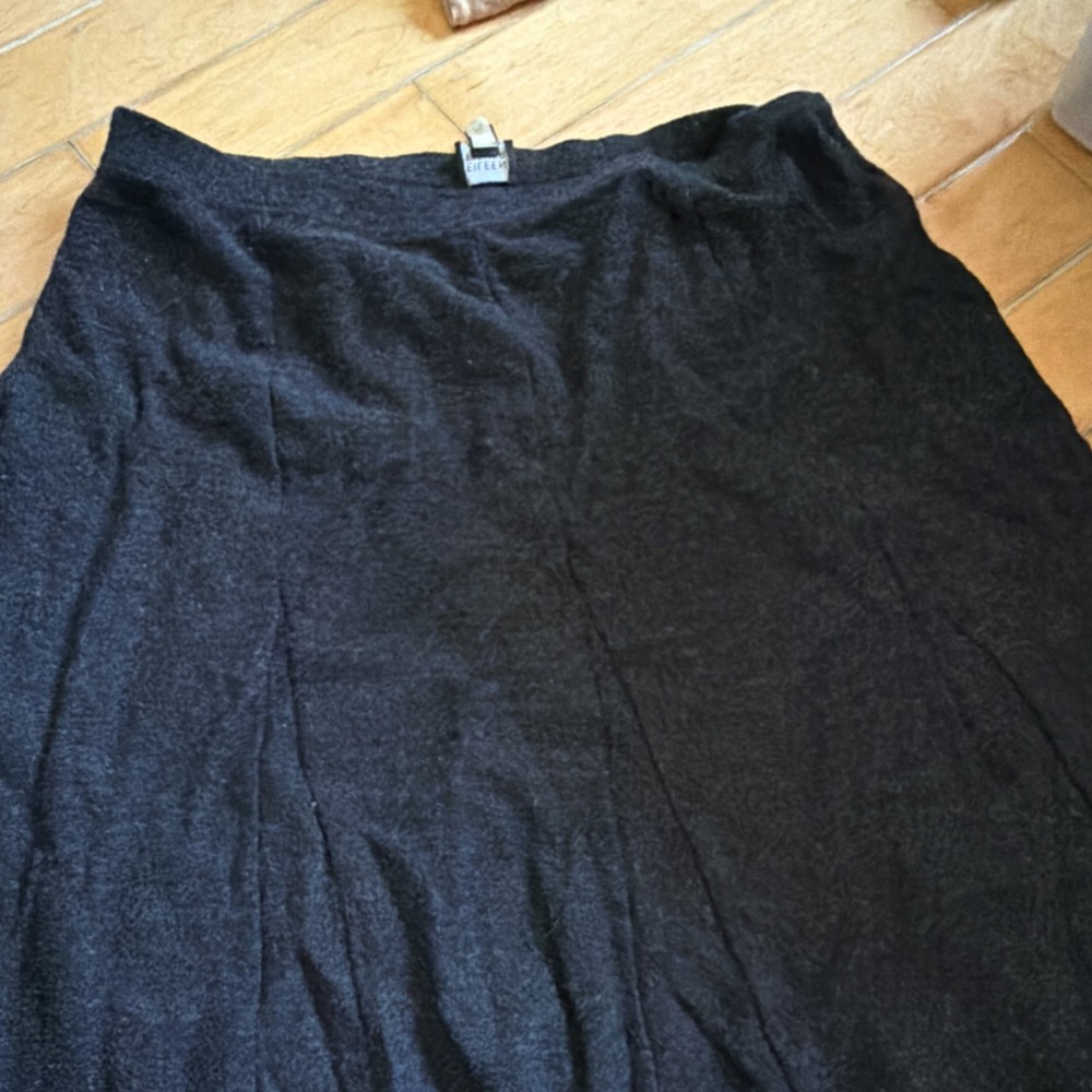GU Black Long A-Line Skirt Women's Size L Pull On Solid Regular
