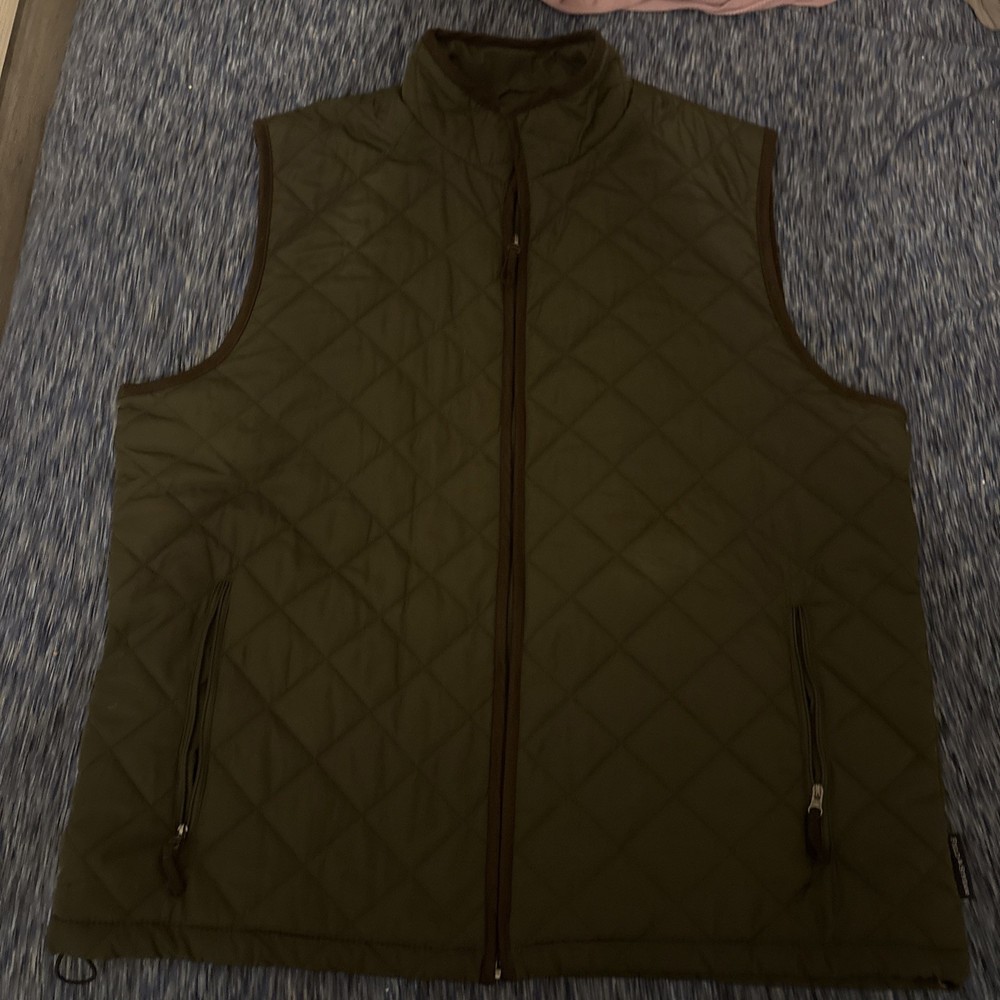 Field & Stream Men’s Quilted Puffer Vest Olive Green Full Zip Size XL