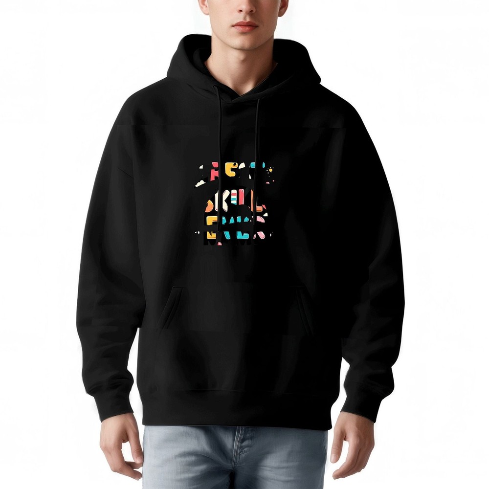 Men's Loose Fit Hoodie - Long Sleeve Pullover Sweatshirt with Colorful Abstract