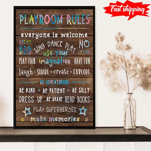 Bathrooms Motivational Decor Playroom Rules Everyone Is Welcome Dream Big Win...