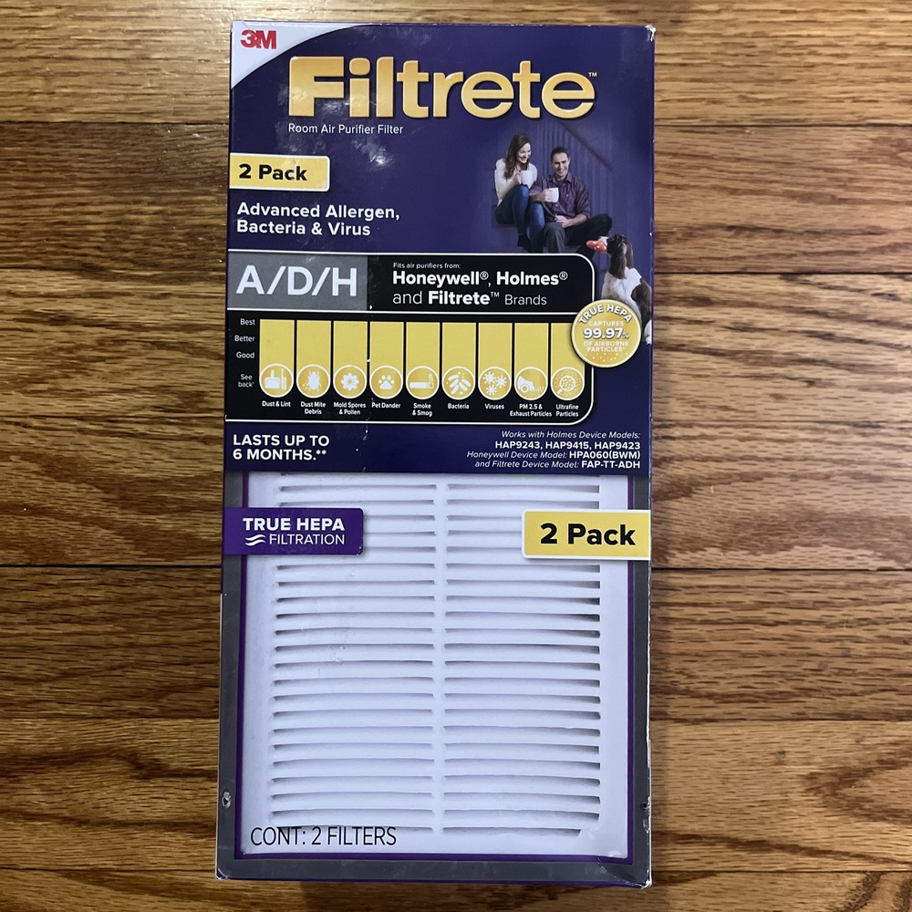 3M Filtrete A/D/H Advanced Allergen Bacteria Virus HEPA Air Filter 2 Pack