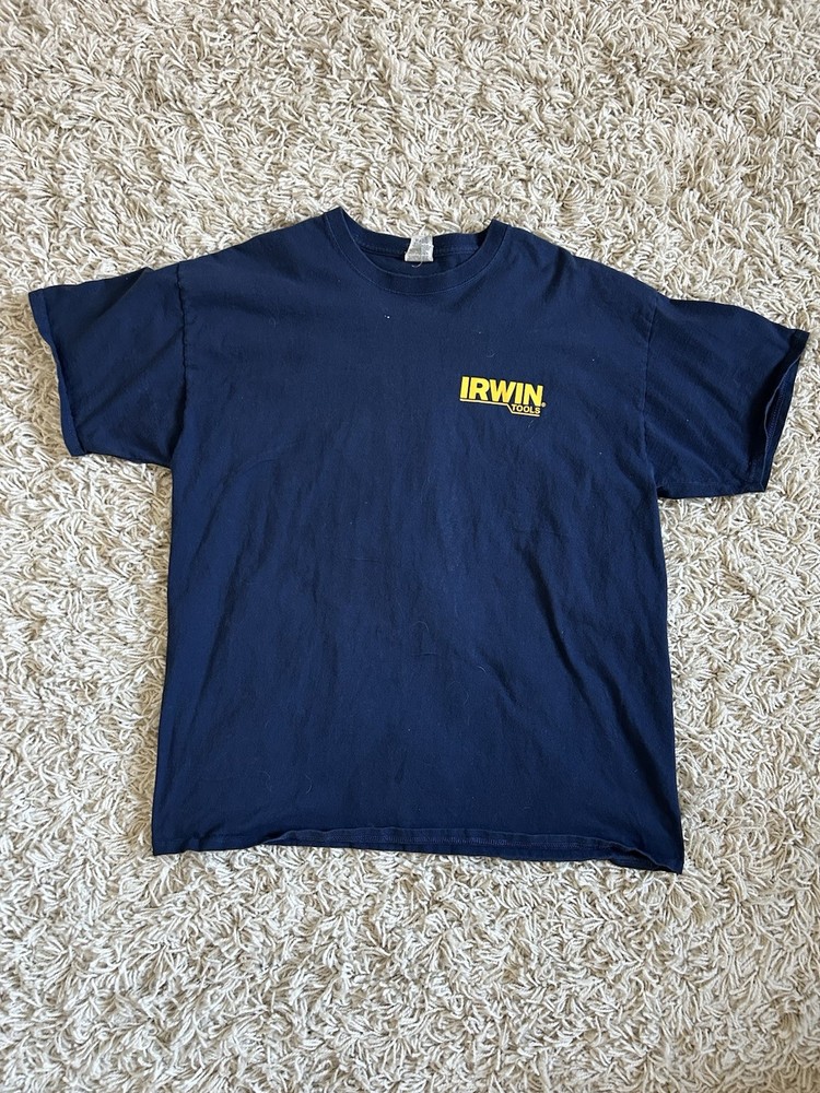 Fruit of the Loom Men's XL Navy Blue Cotton T-Shirt Logo Graphic Tradesmen