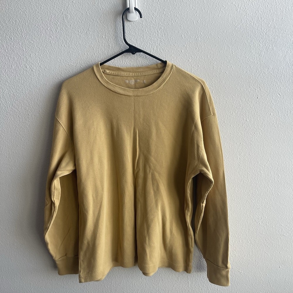 Abercrombie & Fitch Shirt Small Yellow Ribbed Long Sleeve Crewneck