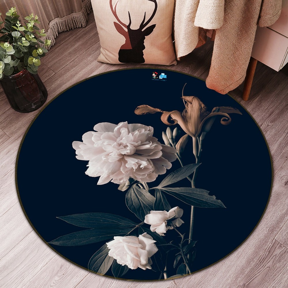 3D White Flower NAO6032 Game Rug Mat Elegant Photo Carpet Mat Fay