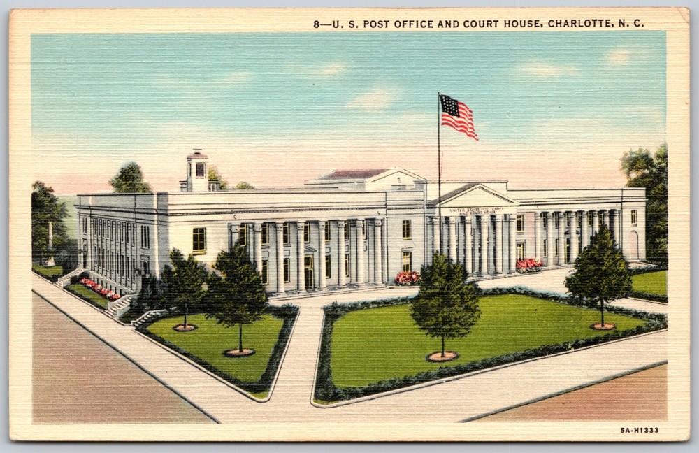 US Post Office & Court House CHARLOTTE North Carolina NC VINTAGE Postcard