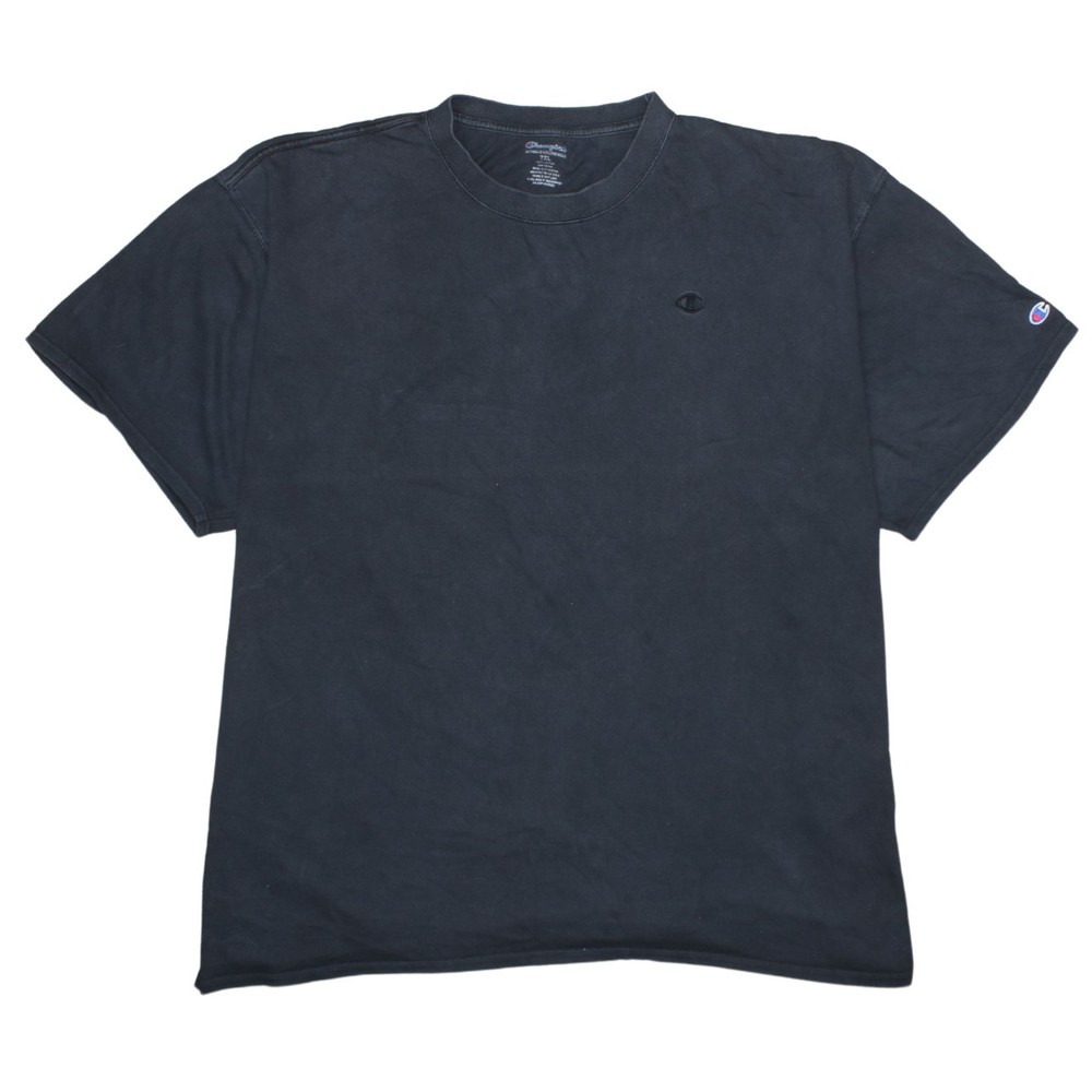 Champion Mens T Shirt Black Faded Double Dry Embroidered Logo Oversized XXL
