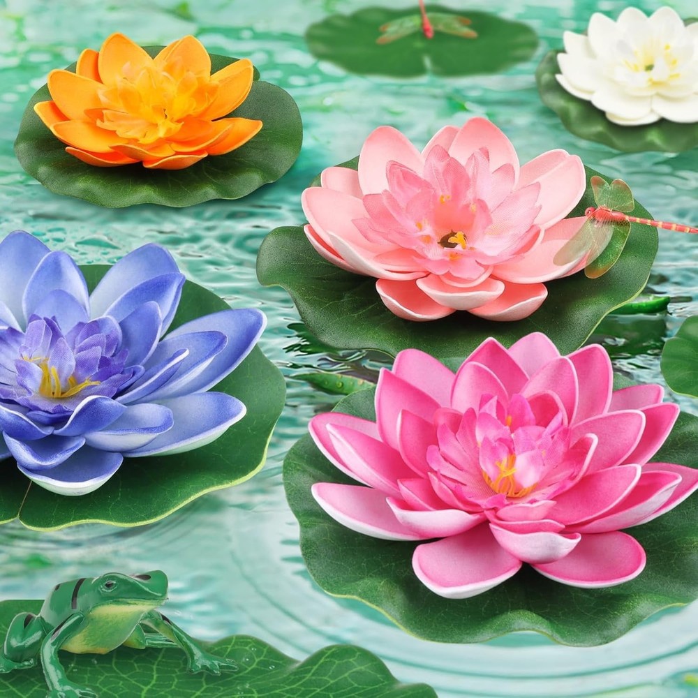 22pcs Lily Pad for Ponds, Artificial Lotus, Realistic Water Floating Foam Lot...