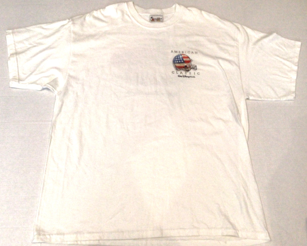 Vintage Walt Disney World T-Shirt Mens XXL Mickey Mouse Helmet American Flag