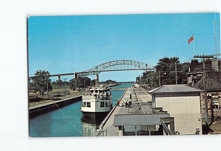 Postcard Sightseeing Cruise Boat in the Canadian Locks Sault Ste. Marie Canada
