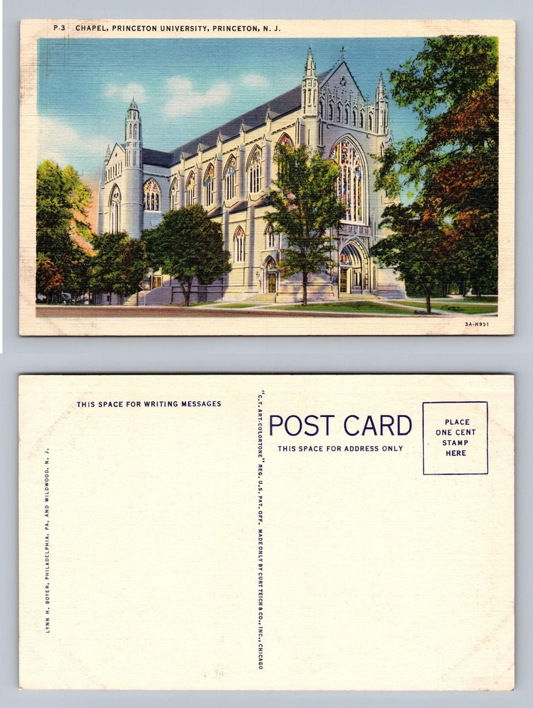 Princeton, NJ-New Jersey, University Chapel Gothic View PC Vintage Postcard
