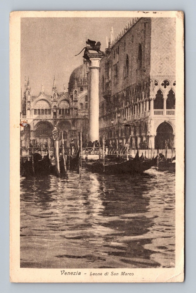 Italy- Venice Lion Of St Mark Souvenir Postal Old Card Vintage c1925 Postcard
