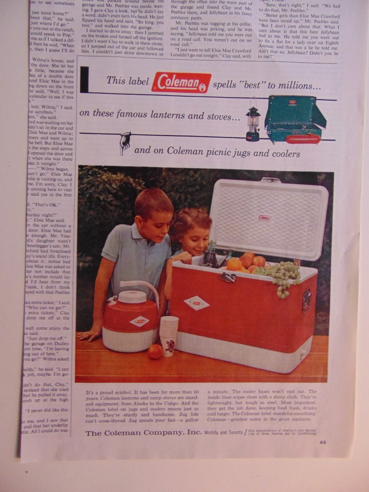 1963 COLEMAN Picnic Jugs and Coolers print ad