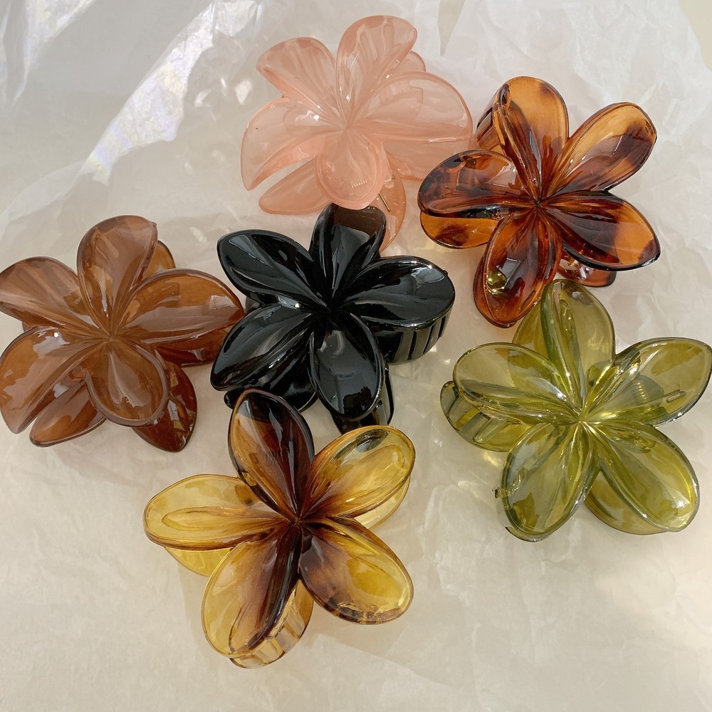 Plumeria Flower Large Hair Claw Clips Hair Accessories for Women VTG Boho