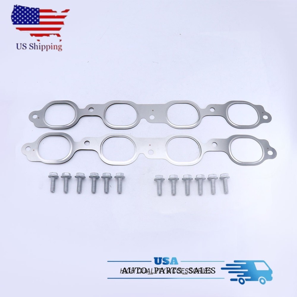 For CADILLA CHEVROLET GMC 12657093 Exhaust Manifold Header Gasket Pair w/ Bolts