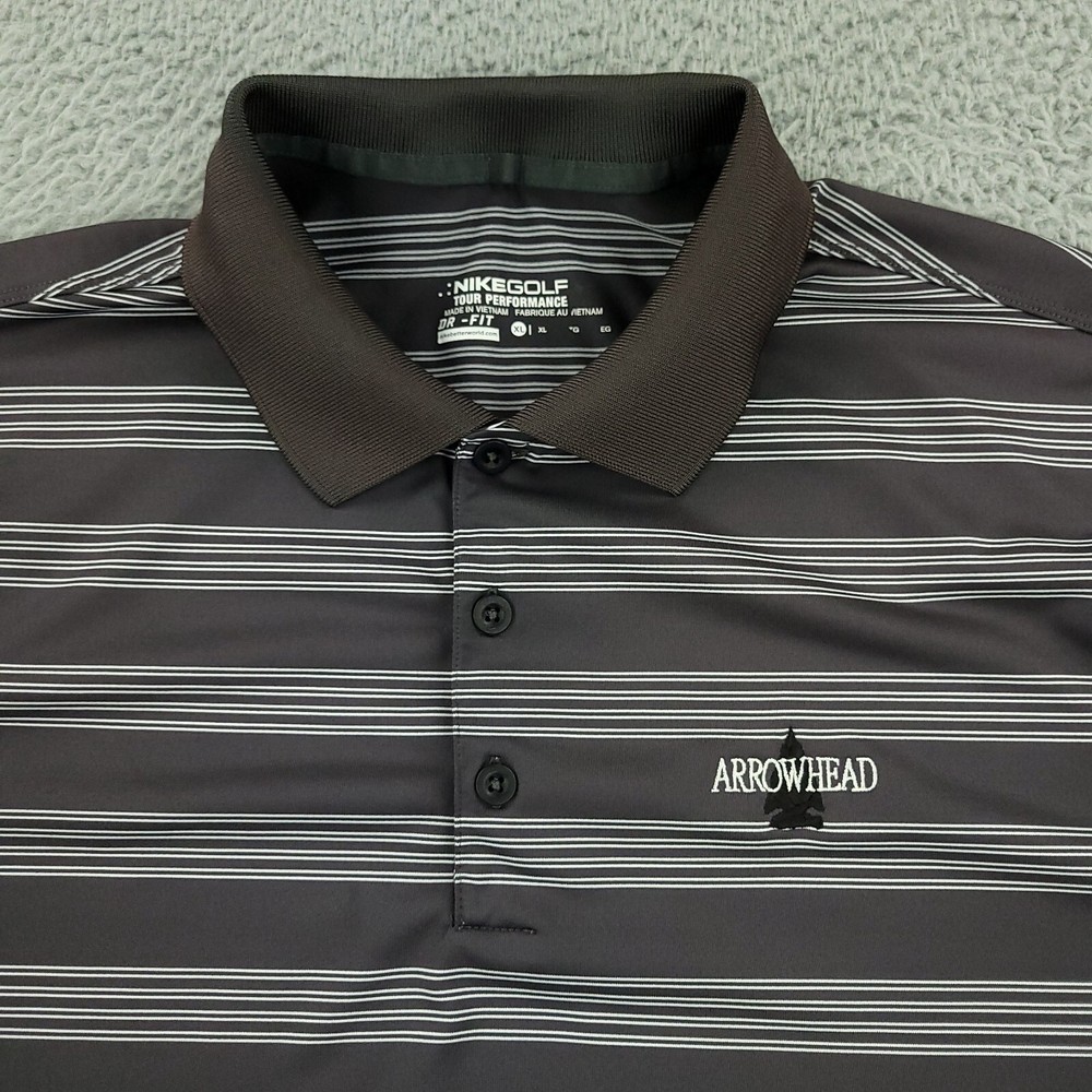 Nike Golf Polo Shirt Men XL Extra Large Brown Dri Fit Tour Performance Arrowhead