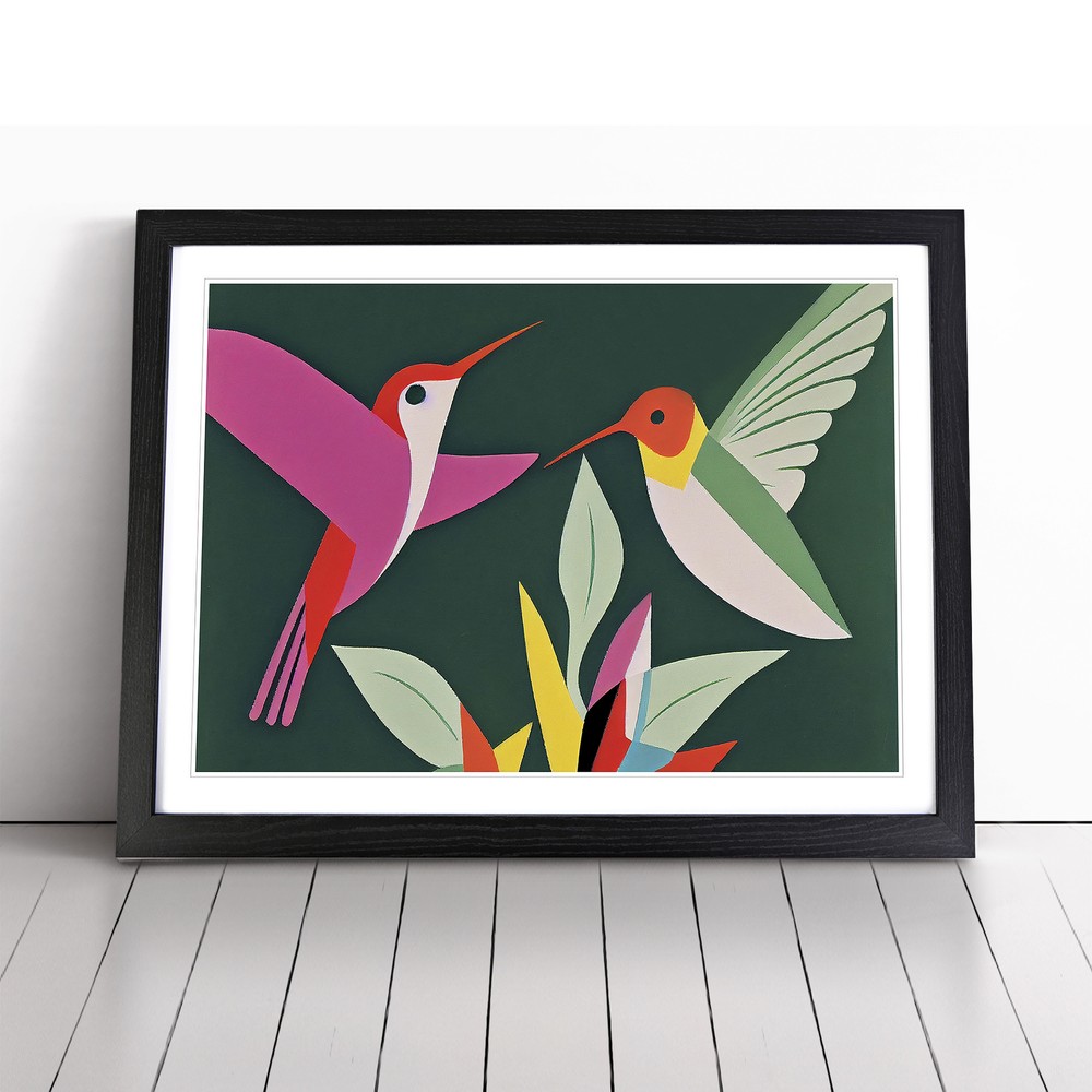 Hummingbirds Abstract Wall Art Print Framed Canvas Picture Poster Decor
